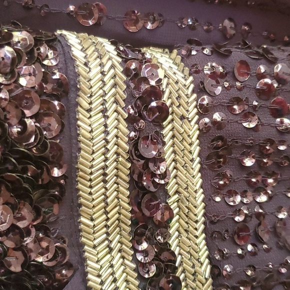 Mac Duggal 93593 Sequined Vneck  mid length Beaded Dress 8 long sleeve NWT - Picture 7 of 7